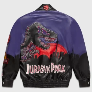 Jurassic Park Leather Varsity Jacket Back