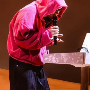 Justin Bieber Coachella Pink Oversized Zip-Up Hoodie