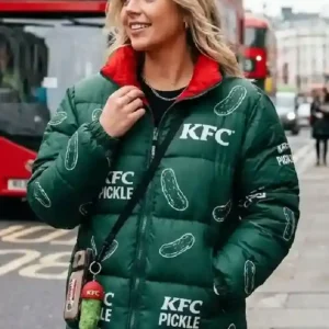 KFC Pickle Green Puffer Jacket Front