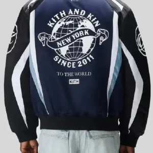 Kith Roy Racing Nylon Navy and Black Bomber Jacket For Men and Women