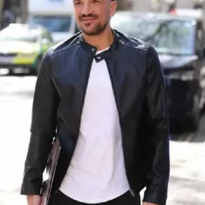 London 2026 Peter Andre Black Leather Jacket