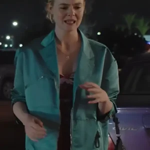 Margos Got Money Troubles Elle Fanning Green Satin Jacket
