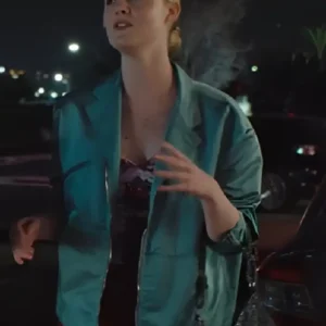 Margos Got Money Troubles Elle Fanning Green Satin Jacket For Women