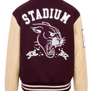 Maroon And Beige Varsity Jacket For Men and Women