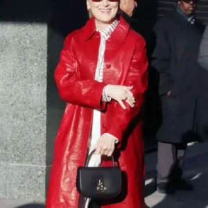 Meryl Streep Red Leather Coat