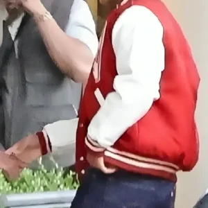 Michael 2026 Jaafar Jackson Red and Whiet Varsity Jacket