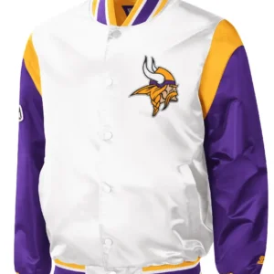 Minnesota Vikings White Satin Varsity Jacket