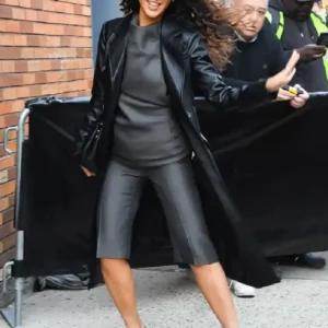 NYC 2026 Eiza Gonzalez Leather Coat Sale For Women