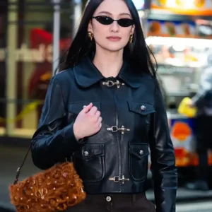 New York Lola Tung Toggle Leather Jacket For Women