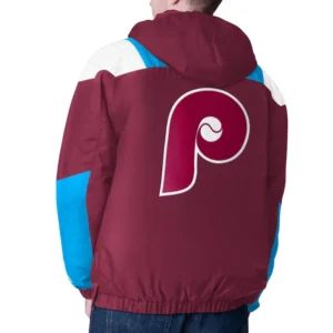 Philadelphia Phillies Burgundy Half-Zip Jacket Back