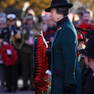 Princess Anne Anzac Day 2026 Green Wool Long Coat For Women