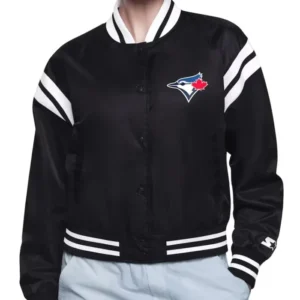 Printed Logo Toronto Blue Jays Varsity Satin Jacket