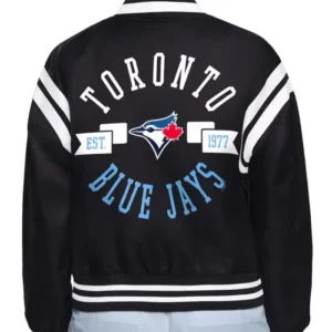 Printed Logo Toronto Blue Jays Varsity Satin Jacket On Sale