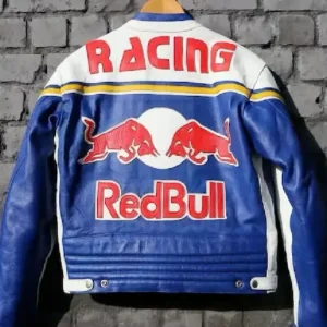 Redbull Motorcycle Vintage F1 Blue and White Jacket Back