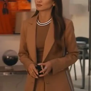 Running Point S02 Brenda Song Brown Striped Blazer