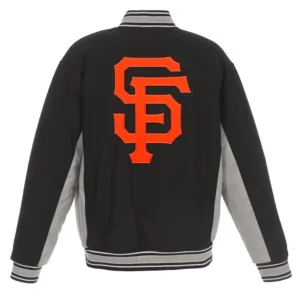 San Francisco Giants Gray and Black Varsity Jacket Back
