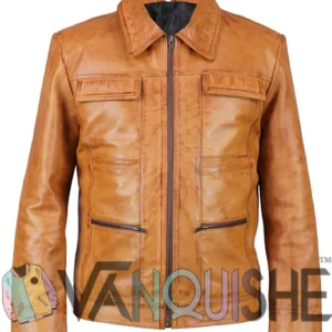 Shop Aaron Taylor-Johnson Leather Jacket Front
