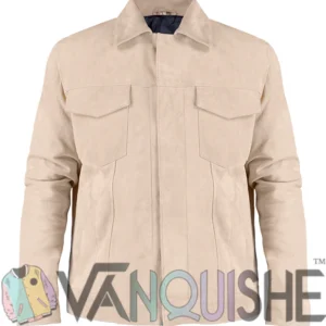 Shop American Idol Ryan Seacrest Beige Suede Jacket Front