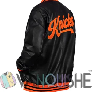 Shop New York Knicks Black And Orange Bomber Jacket Back Look