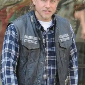 Sons of Anarchy Charlie Hunnam Black Leather Vest