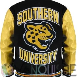 Southern University Black and Gold Varsity Jacket Back