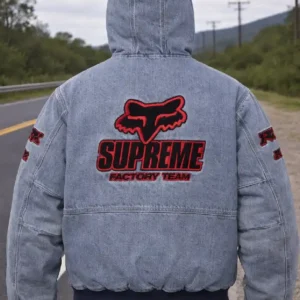 Supreme Fox Racing Blue Denim Hooded Jacket