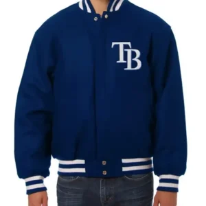 Tampa Bay Rays Full-Snap Blue Wool Varsity Jacket