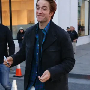 The Drama Special Screening Robert Pattinson Black Suede Leather Blazer
