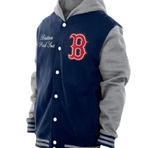 Throwback Prep Boston Red Sox Navy Hoodie Jacket Front