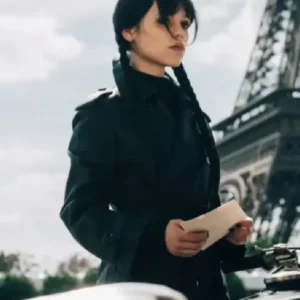 Wednesday Season 03 Jenna Ortega Leather Coat