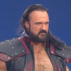WrestleMania 42 Drew McIntyre Black and Maroon Leather Trench Coat