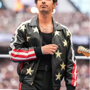 WrestleMania 42 Joe Jonas USA Flag Leather Jacket