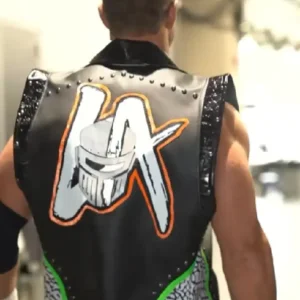 WrestleMania 42 LA Knight Black Leather Vest Back