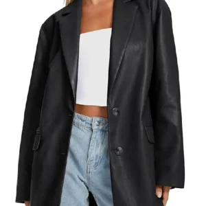 XO Kitty S03 Kitty Black Leather Blazer For Women