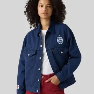 2026 Levi’s England Football Type Iii Blue Denim Trucker Jacket For Men and Women