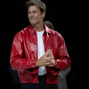 2026 WNBA Championship Ring Ceremony Tom Brady Red Leather Jacket