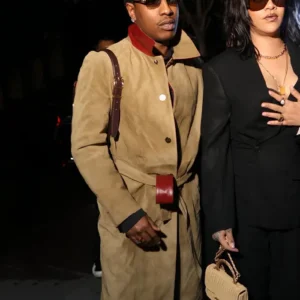 A$AP Rocky 2026 Night Out New York Brown Trench Coat For Men