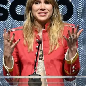 ASCAP Pop Awards 2026 Suki Waterhouse Red Military Jacket For Women