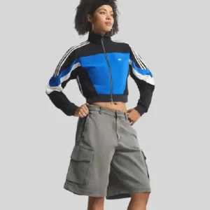 Adidas Blocking Track Blue Cropped Jacket