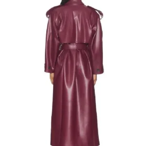 Anne Hathaway Movie The Devil Wears Prada 2026 Andy Sachs Burgundy Leather Long Coat