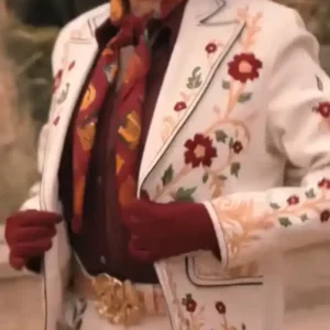 Annette Bening 2026 TV Series Dutton Ranch Beulah Jackson White Floral Embroidered Blazer