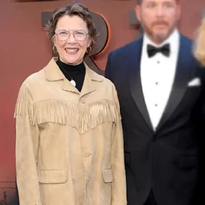 Annette Bening Dutton Ranch Premiere New York 2026 Suede Leather Jacket For Women