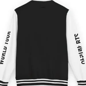 BTS Arirang World Tour Black and White Wool Varsity Jacket