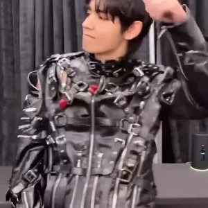 BTS Jungkook Tampa concert Black Leather Costume Jacket