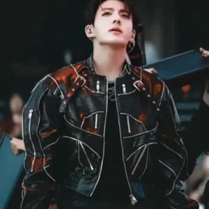 BTS World Tour Stanford 2026 Jungkook Black Biker Jacket