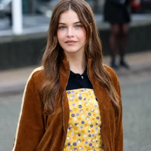 Barbara Palvin 2026 Paris Fashion Week Brown Wool Jacket