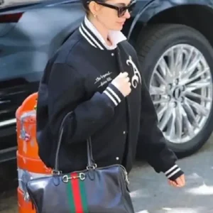 Buy Anne Hathaway 2026 Arsenal Gunners Black Wool Varsity Jacket For Men and Women