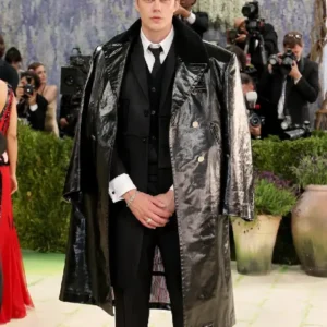 Buy Bill Skarsgard Met Gala 2026 Costume Art Exhibition Black Leather Long Coat