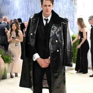 Buy Bill Skarsgard Met Gala 2026 Costume Art Exhibition Black Leather Long Coat For Men