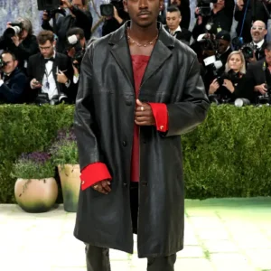 Buy Damson Idris Met Gala 2026 Costume Art Exhibition Black Leather Trench Coat